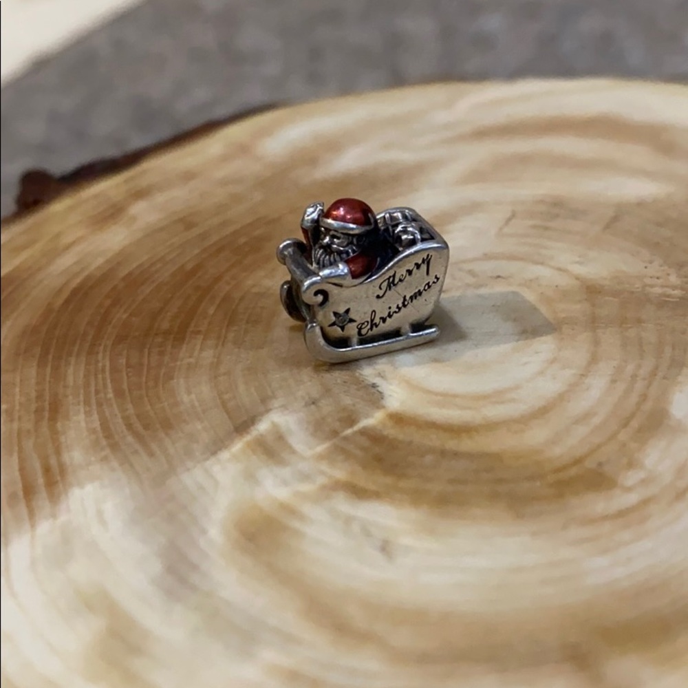 Santa sleigh sterling silver charm
